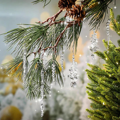 24 kusových vánočních ozdob ve tvaru křišťálových rampouchů (3 různé designy)