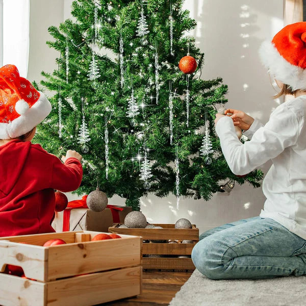 24 kusových vánočních ozdob ve tvaru křišťálových rampouchů (3 různé designy)